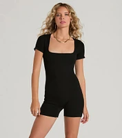 Lounge Moments Basic Short Sleeve Rib Knit Romper