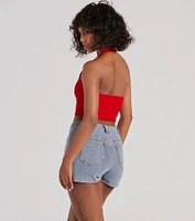 Day Or Night Halter V-Neck Crop Top