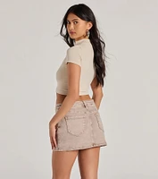 Trending Vibe Short Sleeve Zip Up Crop Top