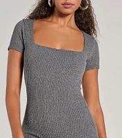 Lounge Moments Basic Short Sleeve Rib Knit Romper