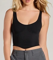 Adorable Basic Scoop Neck Seamless Crop Top