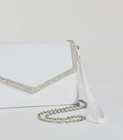 Chic Shimmer Rhinestone Trim Envelope Clutch