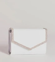 Chic Shimmer Rhinestone Trim Envelope Clutch