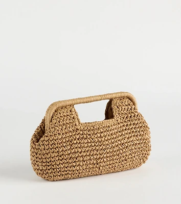 Going On Vacation Straw Clutch Bag