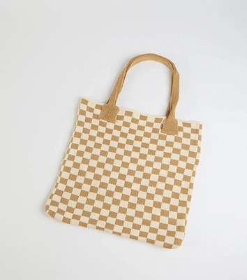 Style in Check Straw Tote Bag