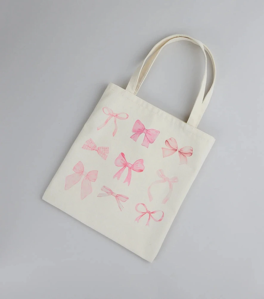 About A Girl Bow Canvas Tote Bag