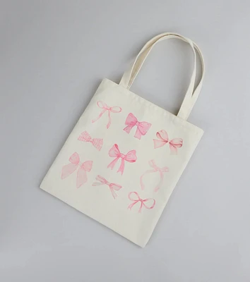 About A Girl Bow Canvas Tote Bag