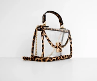 Leopard Trim Clear Mini Purse