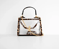 Leopard Trim Clear Mini Purse