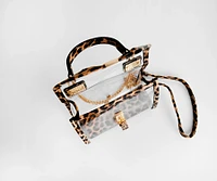 Leopard Trim Clear Mini Purse