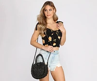 Somewhere Far Away Straw Woven Purse