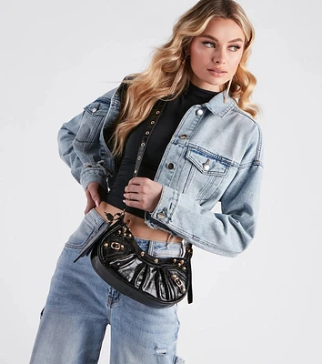 Rule The Scene Stud Shoulder Bag With Pouch