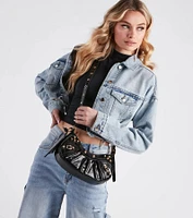 Rule The Scene Stud Shoulder Bag With Pouch