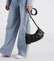 Rule The Scene Stud Shoulder Bag With Pouch