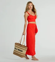 Hello Weekend Straw Tote Bag