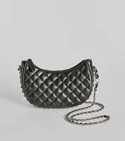Side To Side Chain Faux Leather Handbag