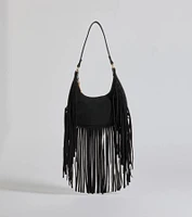 Caught In The Fringe Faux Suede Shoulder Bag
