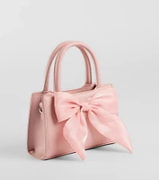 Tres Chic Tulle Bow Faux Leather Handbag