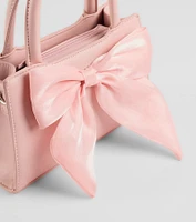 Tres Chic Tulle Bow Faux Leather Handbag