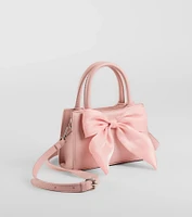 Tres Chic Tulle Bow Faux Leather Handbag