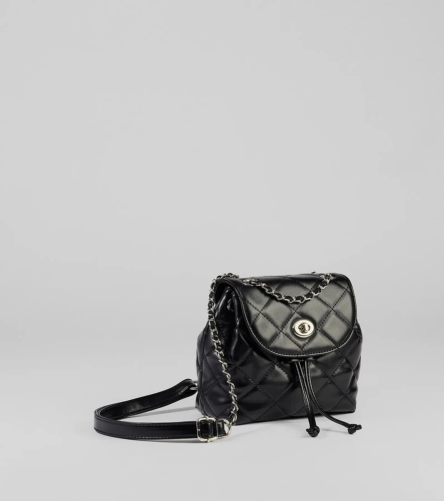 Edgy Quilted Faux Leather Mini Backpack