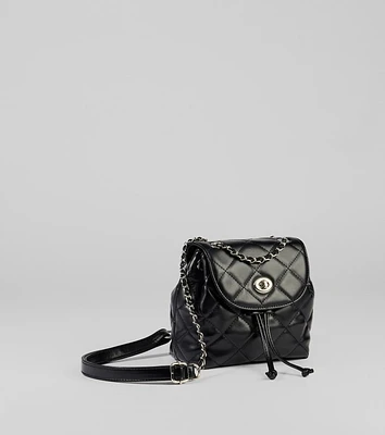 Edgy Quilted Faux Leather Mini Backpack