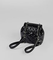 Edgy Quilted Faux Leather Mini Backpack