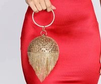Rhinestone Fringe Sphere Clutch