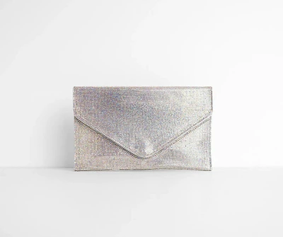 Iridescent Rhinestone Radiance Envelope Clutch