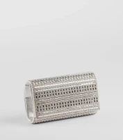 So Glam Rhinestone And Baguette Stone Clutch