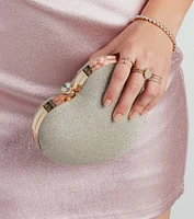 Divine Heart Glitter Mesh Handbag
