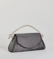 Glam Aspiration Rhinestone Strap Satin Handbag