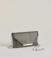 Luxe Shimmer Iridescent Rhinestone Envelope Clutch