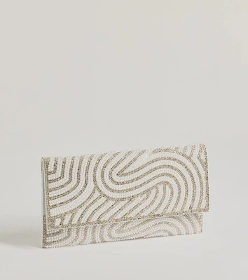 Graceful Luxe Rhinestone And Faux Pearl Clutch