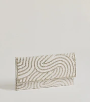 Graceful Luxe Rhinestone And Faux Pearl Clutch