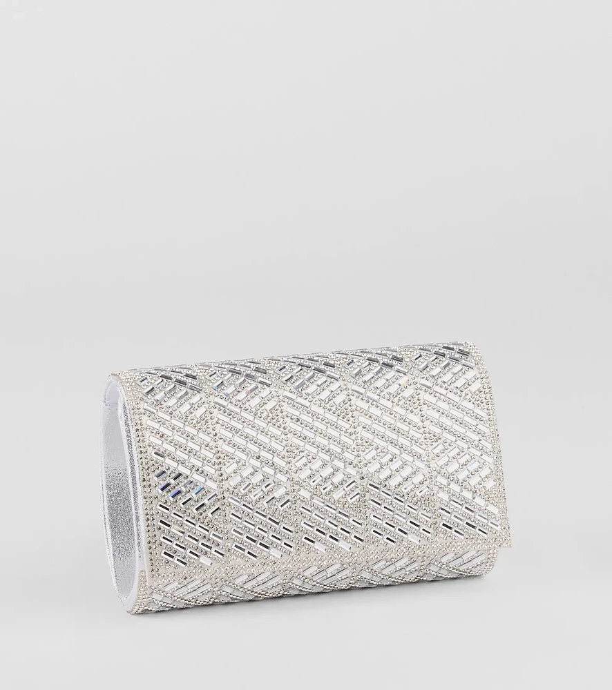 Glam Soiree Rhinestone Baguette Clutch