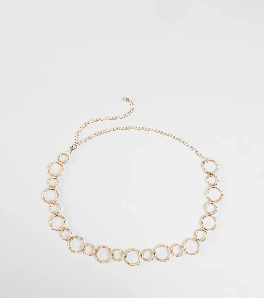 Glow On Rhinestone O-Ring Chain Belt