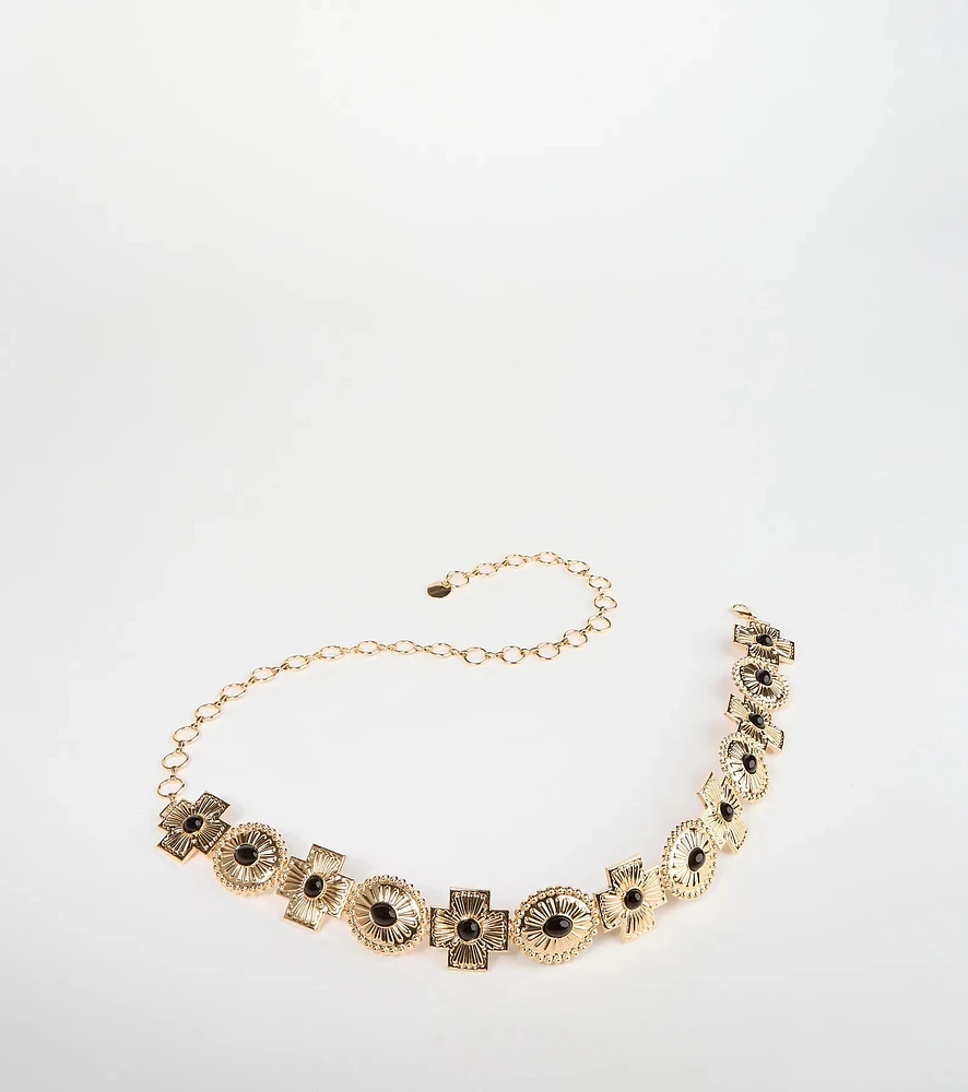 Boho Sleek Cross Concho Chain Belt