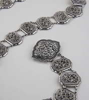 Floral Etched Western Chain Belt