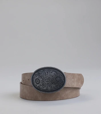 Western Floral Buckle Belt