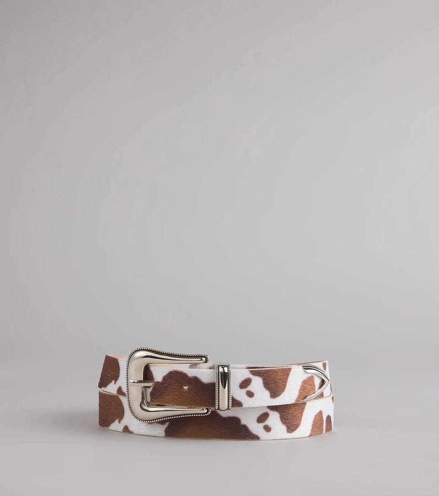 Rodeo Time Cow Print Belt