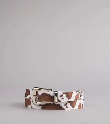 Rodeo Time Cow Print Belt