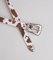 Rodeo Time Cow Print Belt
