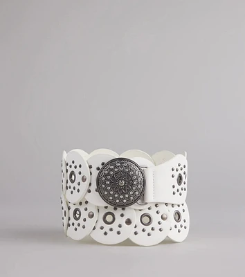 Boho Era Studded Faux Leather Medallion Belt