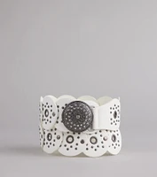 Boho Era Studded Faux Leather Medallion Belt