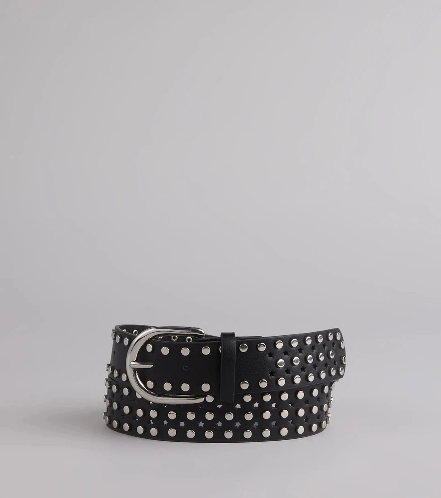 Elevated Edgy Studded Faux Leather Belt