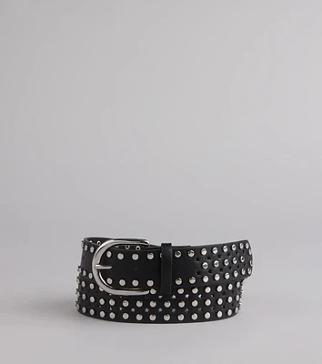 Elevated Edgy Studded Faux Leather Belt
