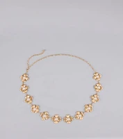 Flower Power Faux Pearl Chain Belt
