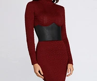 Sleek Faux Leather Corset Belt