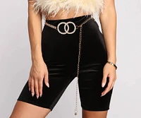 Double O-Ring Rhinestone Chain Belt